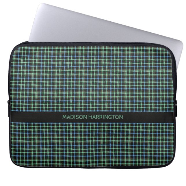 Capa Para Notebook Xadrez de nome personalizado / Padrão de Tartan (Frente)