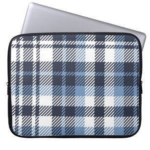 Capa Para Notebook Xadrez de tartan azul e branca