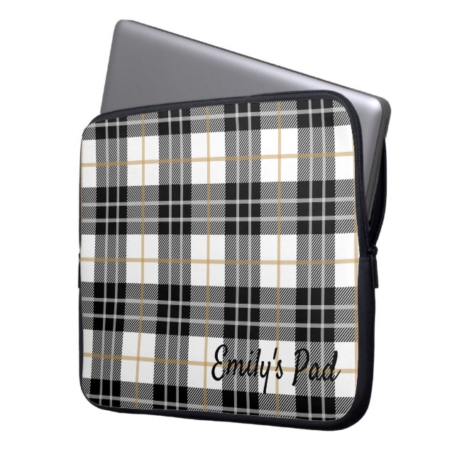 Capa Para Notebook Xadrez de Tartan com nome (Frente Esquerda)