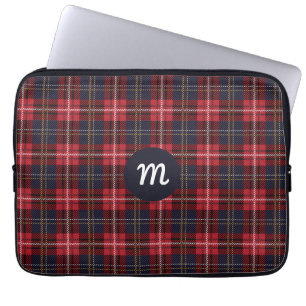 Capa Para Notebook Xadrez de tartan vermelho Bolsa de laptop monogram