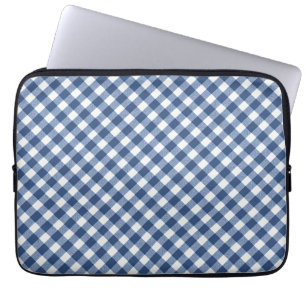 Capa Para Notebook Xadrez diagonal azul marinho e marfim