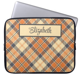 Capa Para Notebook Xadrez Diagonal - Laranja, Pêssego Preto Personali