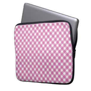 Capa Para Notebook Xadrez Diagonal Rosa e Branco