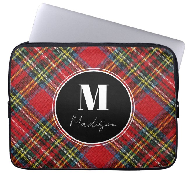Capa Para Notebook Xadrez do Monograma Tartan Bolsa de laptop (Frente)