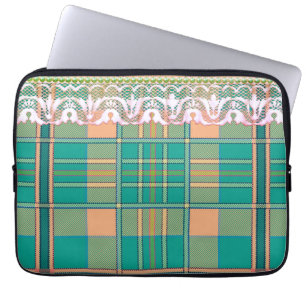 Capa Para Notebook Xadrez e colar cor verde giro de 13"