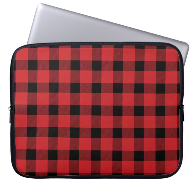 Capa Para Notebook Xadrez Lumberjack do País de Buffalo Vermelho (Frente)