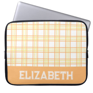 Capa Para Notebook Xadrez Moderno Preppy Varsity Laranja Amarelo