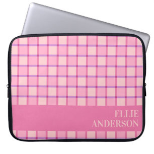 Capa Para Notebook Xadrez Moderno Rosa Roxo Personalizado
