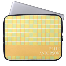 Capa Para Notebook Xadrez moderno verde amarelo laranja Personalizado