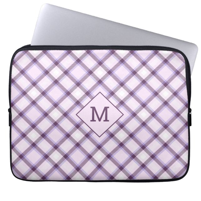 Capa Para Notebook Xadrez Monograma Personalizada / Padrão Tartan (Frente)