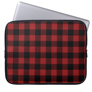 Capa Para Notebook Xadrez Preta e Vermelha Verificada -