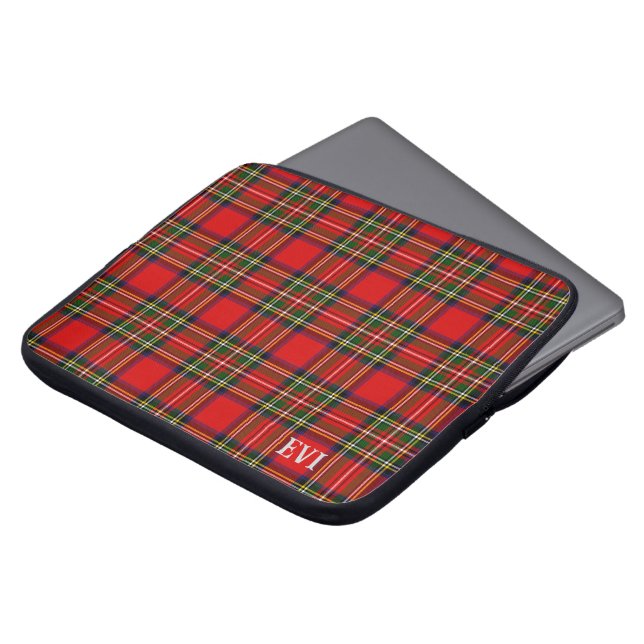 Capa Para Notebook Xadrez Real Stewart Clan Tartan Nome do Monograma (Frente Topo)