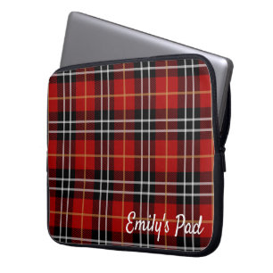 Capa Para Notebook Xadrez Red Tartan com Nome