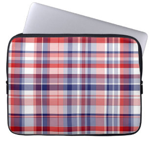 Capa Para Notebook Xadrez Red, White, Blue Preppy Madras