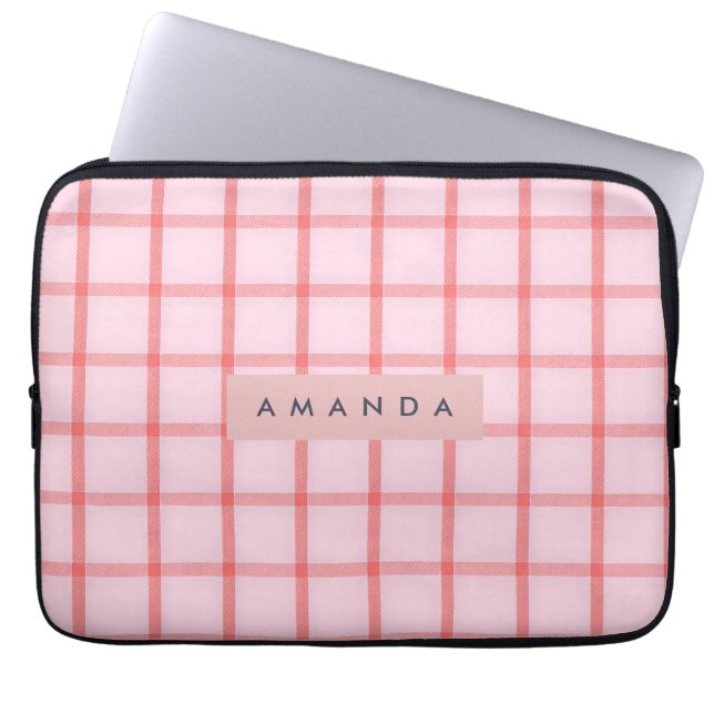 Capa Para Notebook Xadrez Rosa Personalizado (Frente)