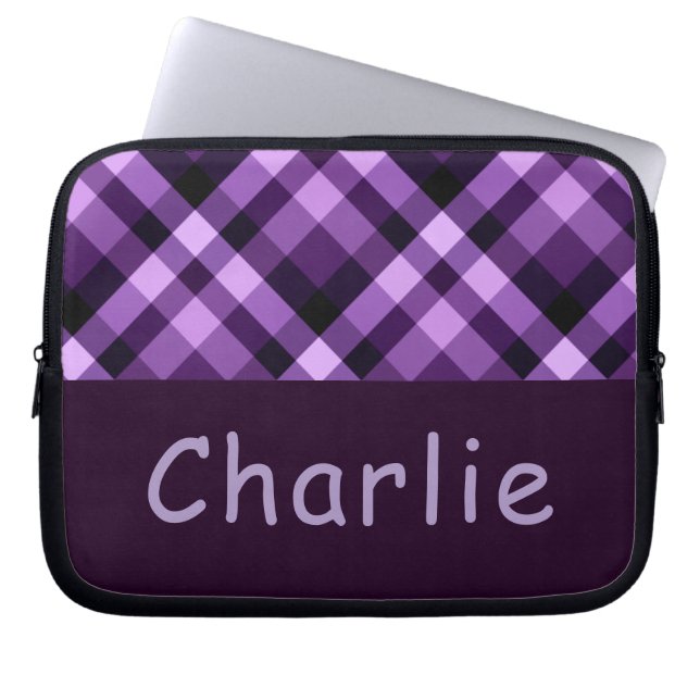 Capa Para Notebook Xadrez Roxo de ameixa Moderna Bolsa de laptop de M (Frente)