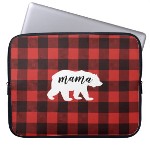 Capa Para Notebook Xadrez Russo de Urso Vermelho e Buffalo Negro