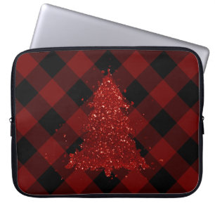 Capa Para Notebook Xadrez Russo Vermelho de Árvore de Natal Moderna d
