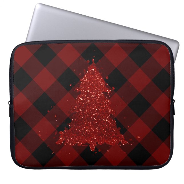 Capa Para Notebook Xadrez Russo Vermelho de Árvore de Natal Moderna d (Frente)
