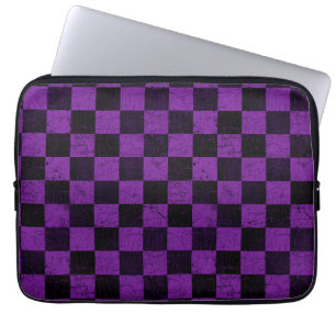 Capa Para Notebook Xadrez Rústico, Roxo e Preto