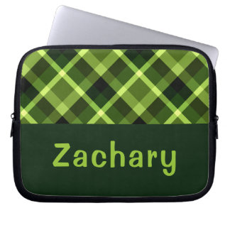 Capa Para Notebook Xadrez Verde Elegante Monograma Bolsa de laptop