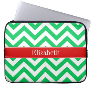 Capa Para Notebook Xmas Emerald White LG Chevron Red Name Monograma