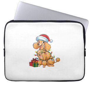 Capa Para Notebook Xmas Lighting Santa Hat Poodle Natal _1