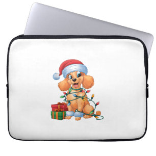 Capa Para Notebook Xmas Lighting Santa Hat Toy Poodle Natal