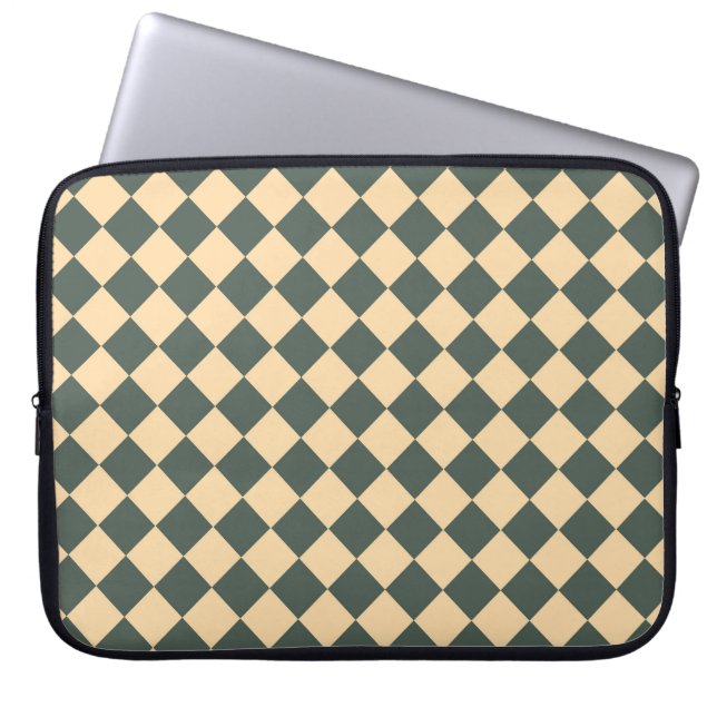 Capa Para Notebook Yellow Green Checker Diamond Pattern (Frente)