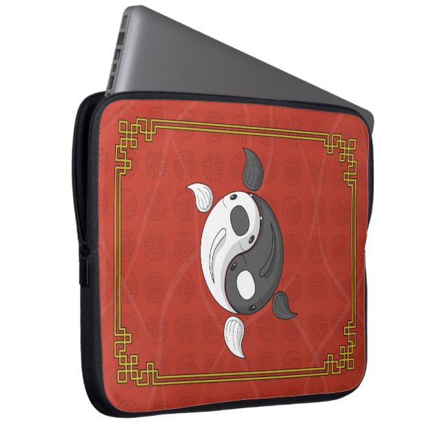 Capa Para Notebook Yin e Yang, a Bolsa de laptop Koi (Frente Esquerda)