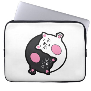 Capa Para Notebook Yin Yang Gatos Adormecidos em Preto e Branco