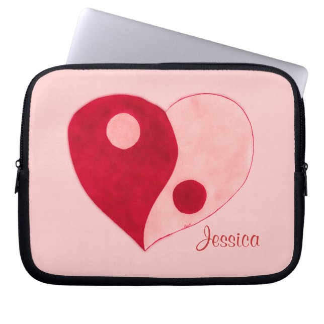 Capa Para Notebook Yin Yang Heart (Vermelho/Rosa) (Frente)