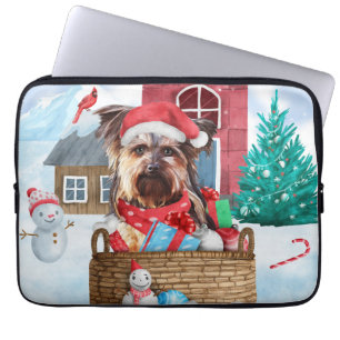 Capa Para Notebook Yorkshire Terrier Dog Na Casa De Neve