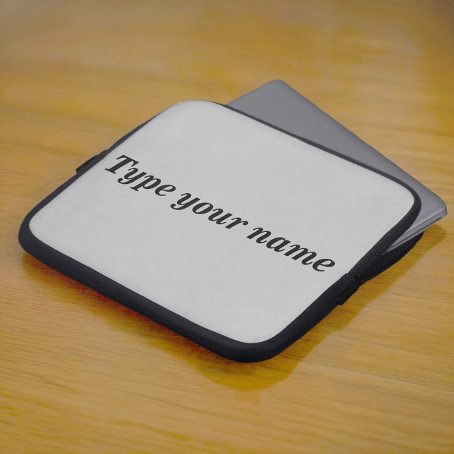 Capa Para Notebook Your Name on Gray Laptop Sleeve (Gray laptop sleeve with your name)