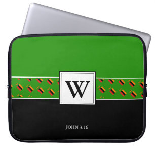 Capa Para Notebook ZAMBIA Monograma Bíblia cristã Laptop VERDE