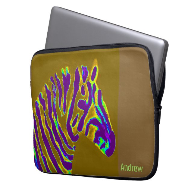 Capa Para Notebook Zebra Abstrato Art Purple Dourado Personalizado (Frente Esquerda)