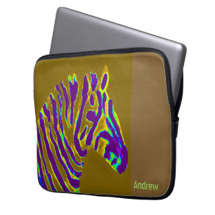 Capa Para Notebook Zebra Abstrato Art Purple Nome Dourado