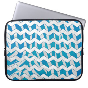 Capa Para Notebook Zebra Blue e White Chevron