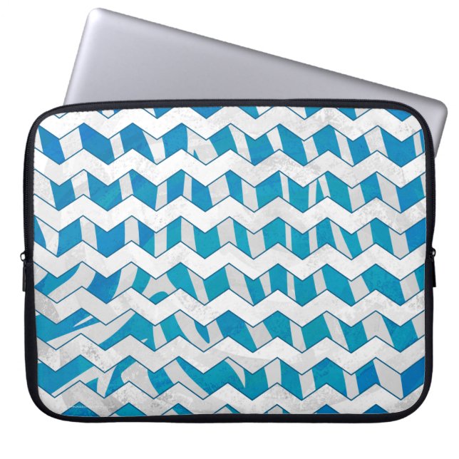 Capa Para Notebook Zebra Blue e White Chevron (Frente)