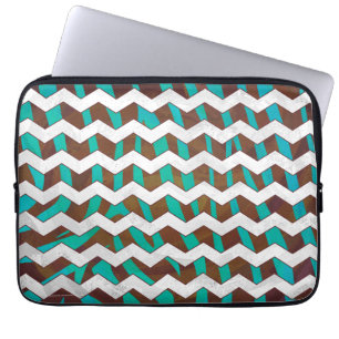 Capa Para Notebook Zebra Chevron Brown e Teal Impressão