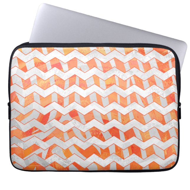 Capa Para Notebook Zebra Chevron Laranja e Branco (Frente)