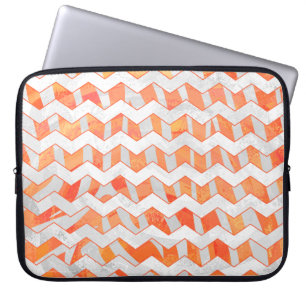 Capa Para Notebook Zebra Chevron Laranja e Branco
