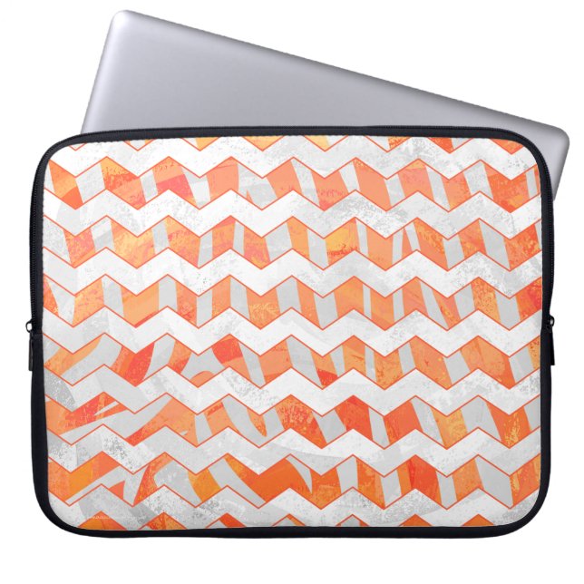 Capa Para Notebook Zebra Chevron Laranja e Branco (Frente)