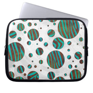 Capa Para Notebook Zebra da Bolinhas Castanho e Teal