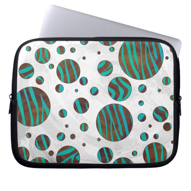 Capa Para Notebook Zebra da Bolinhas Castanho e Teal (Frente)