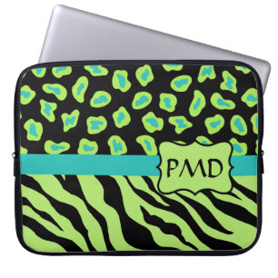 Capa Para Notebook Zebra do preto, do verde limão & da turquesa &