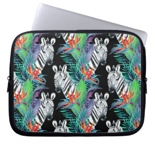 Capa Para Notebook Zebra e teste padrão de flores exótico