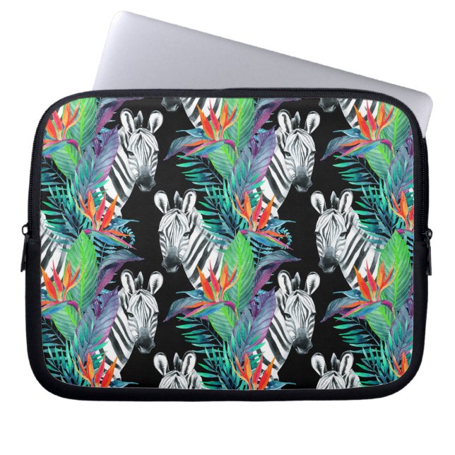 Capa Para Notebook Zebra e teste padrão de flores exótico (Frente)