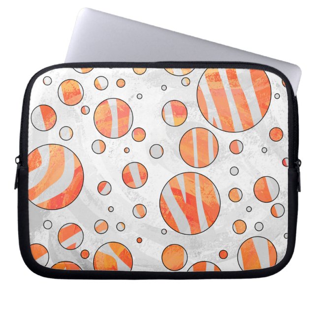 Capa Para Notebook Zebra Orange e Bolinhas branca (Frente)