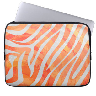 Capa Para Notebook Zebra Orange e Impressão branca